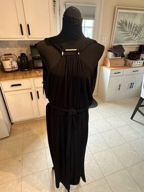 Michael Kors Black Sleeveless belted jumpsuit with Gold Accent